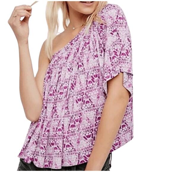 Free People Ocean Avenue Top Womens Extra Small XS Pink One Shoulder - Picture 1 of 9